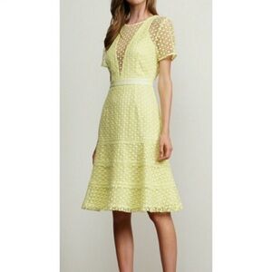 Yellow Adelyn Rae Geo Patterned Lace Dress, ECU